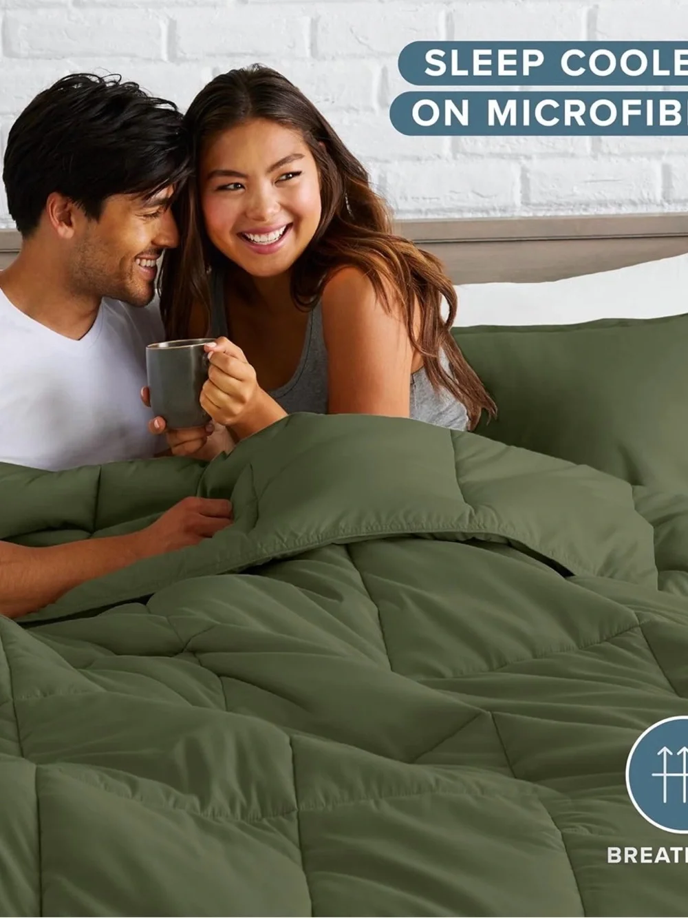 Olive Green Oversized Queen Down-Alternative Comforter - Soft Hypoallergenic